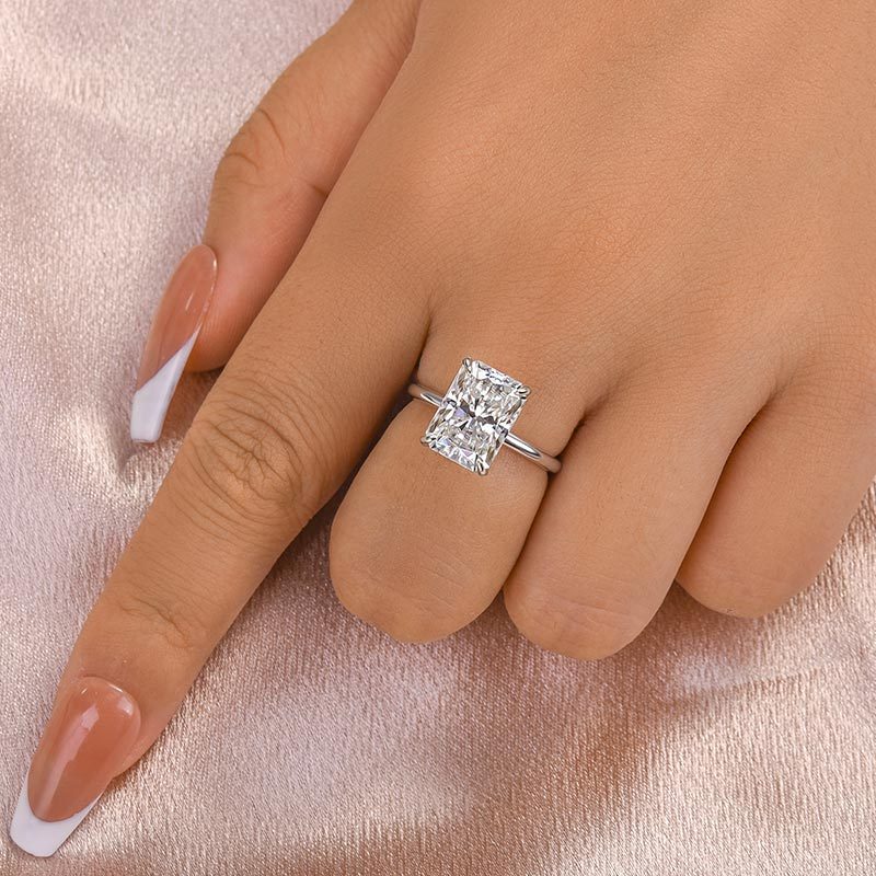 5.0ct White Gold & Gold Radiant Cut Simulated Diamond Solitaire Ring