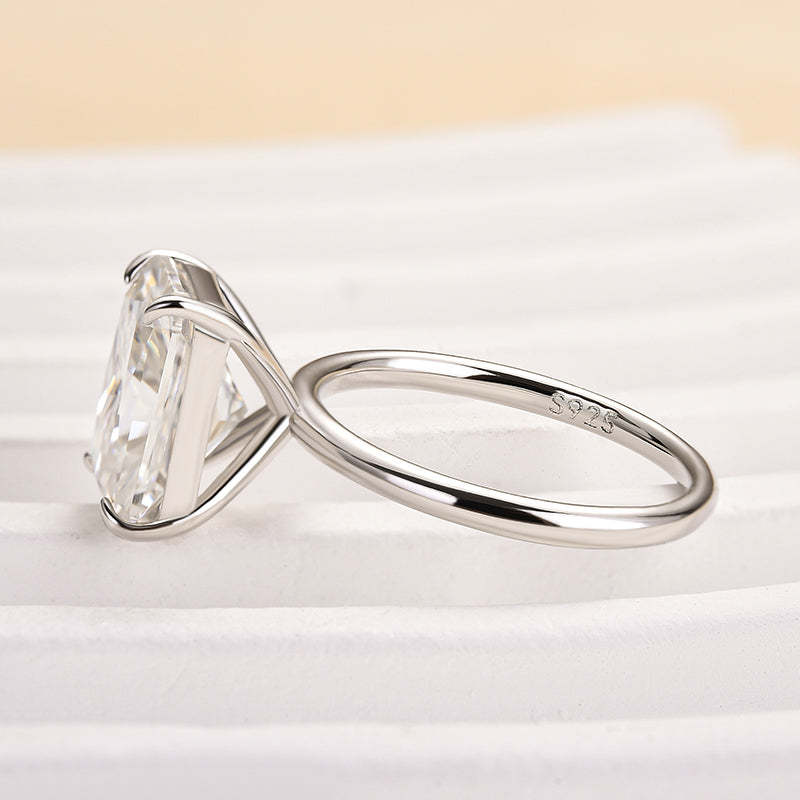5.0ct White Gold & Gold Radiant Cut Simulated Diamond Solitaire Ring