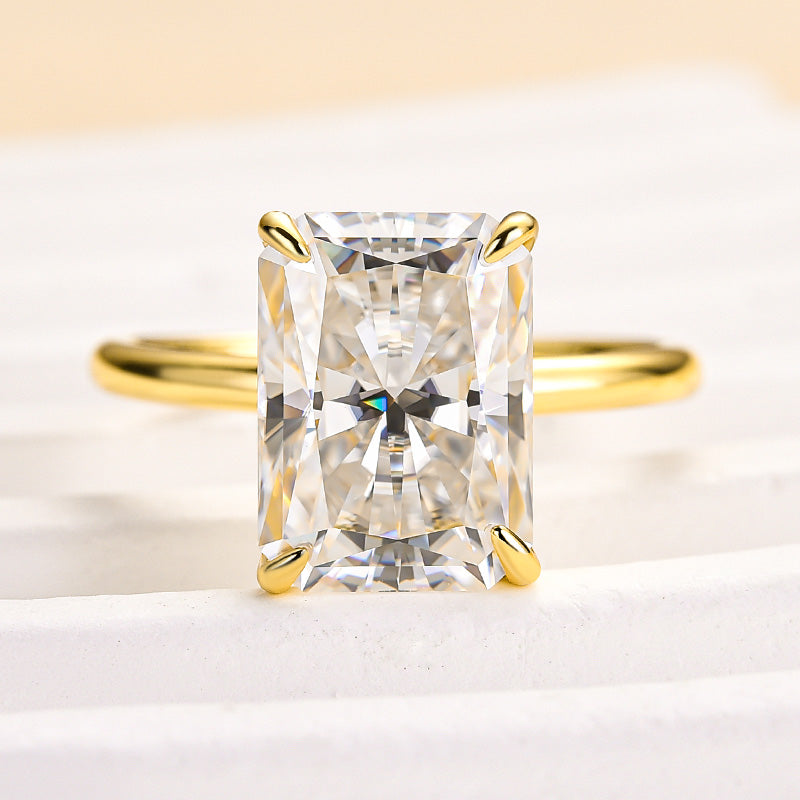 5.0ct White Gold & Gold Radiant Cut Simulated Diamond Solitaire Ring