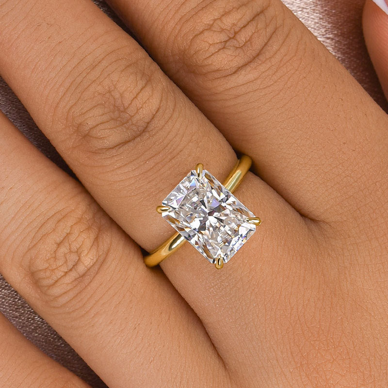 5.0ct White Gold & Gold Radiant Cut Simulated Diamond Solitaire Ring