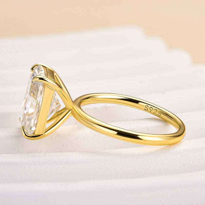 5.0ct White Gold & Gold Radiant Cut Simulated Diamond Solitaire Ring