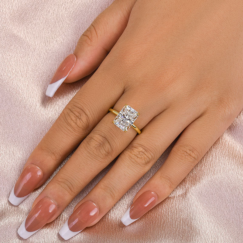 5.0ct White Gold & Gold Radiant Cut Simulated Diamond Solitaire Ring
