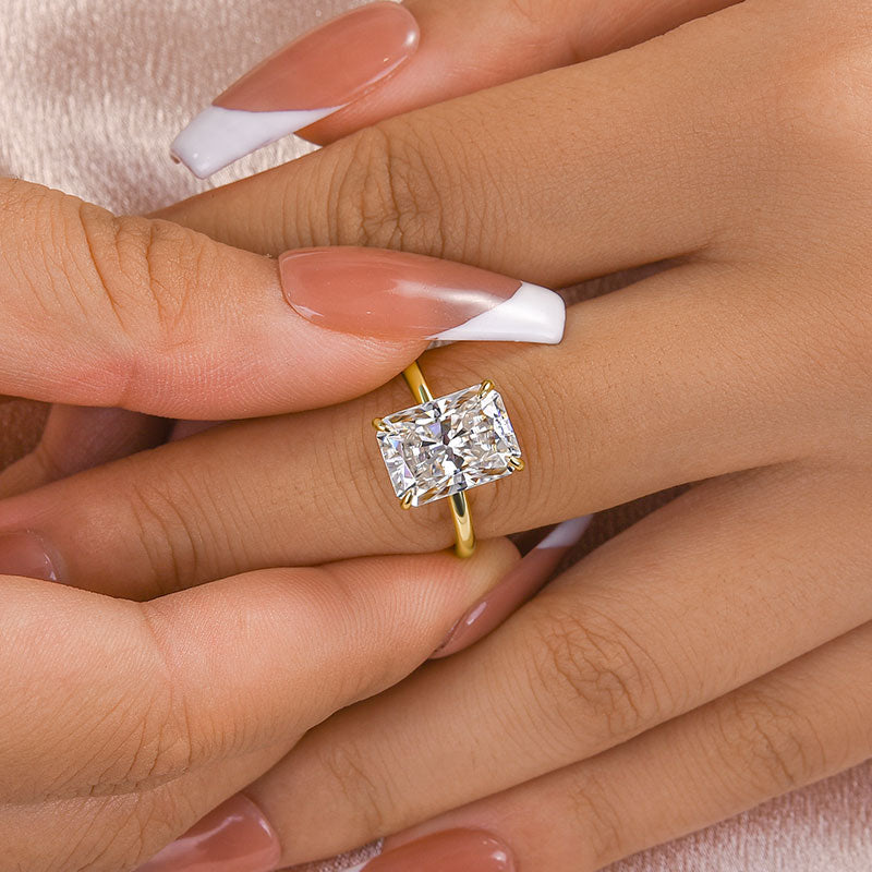 5.0ct White Gold & Gold Radiant Cut Simulated Diamond Solitaire Ring