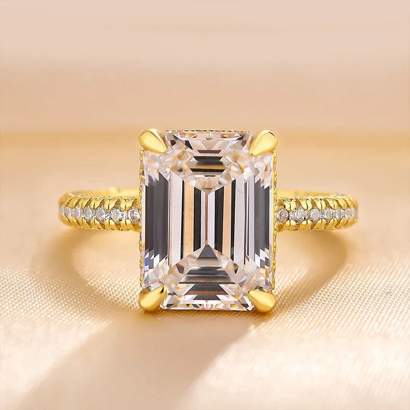 4.0Ct Emerald Sona Diamond Dual-Tone Gold & White Gold Ring