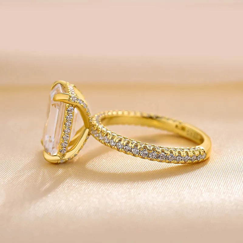 4.0Ct Emerald Sona Diamond Dual-Tone Gold & White Gold Ring