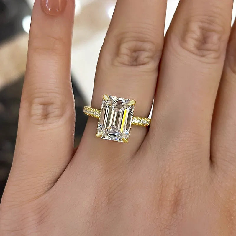 4.0Ct Emerald Sona Diamond Dual-Tone Gold & White Gold Ring