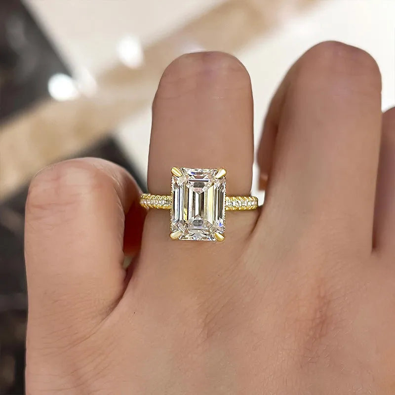4.0Ct Emerald Sona Diamond Dual-Tone Gold & White Gold Ring