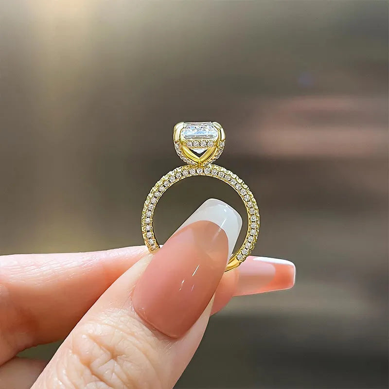 4.0Ct Emerald Sona Diamond Dual-Tone Gold & White Gold Ring