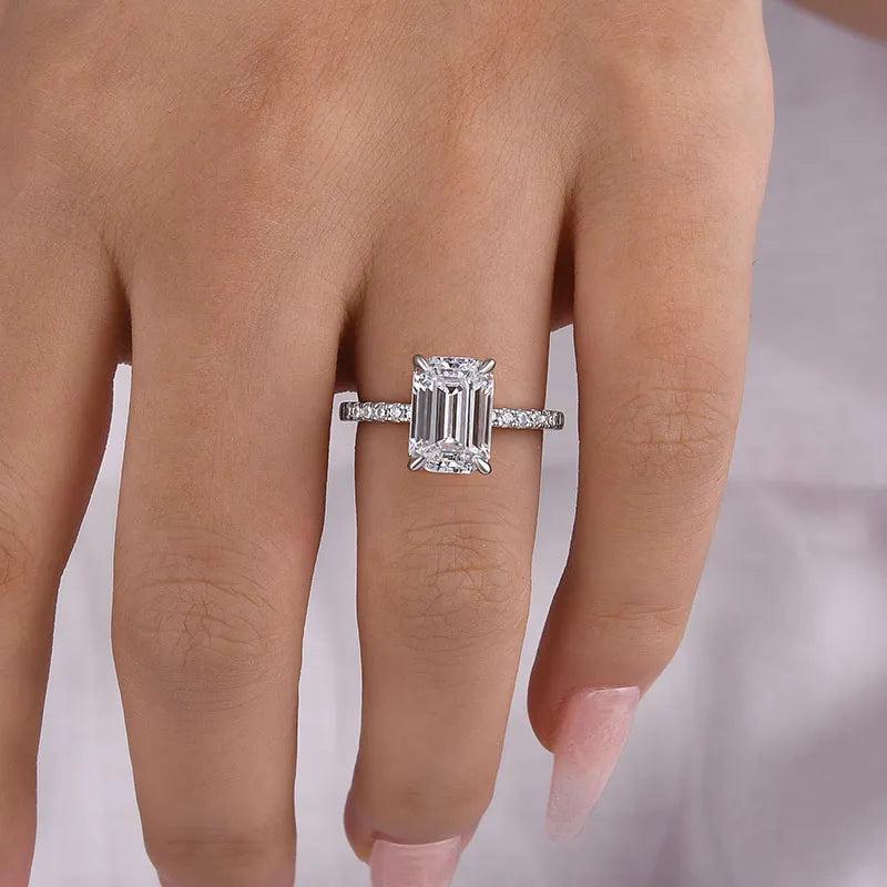 4.0Ct Emerald Sona Diamond Dual-Tone Gold & White Gold Ring