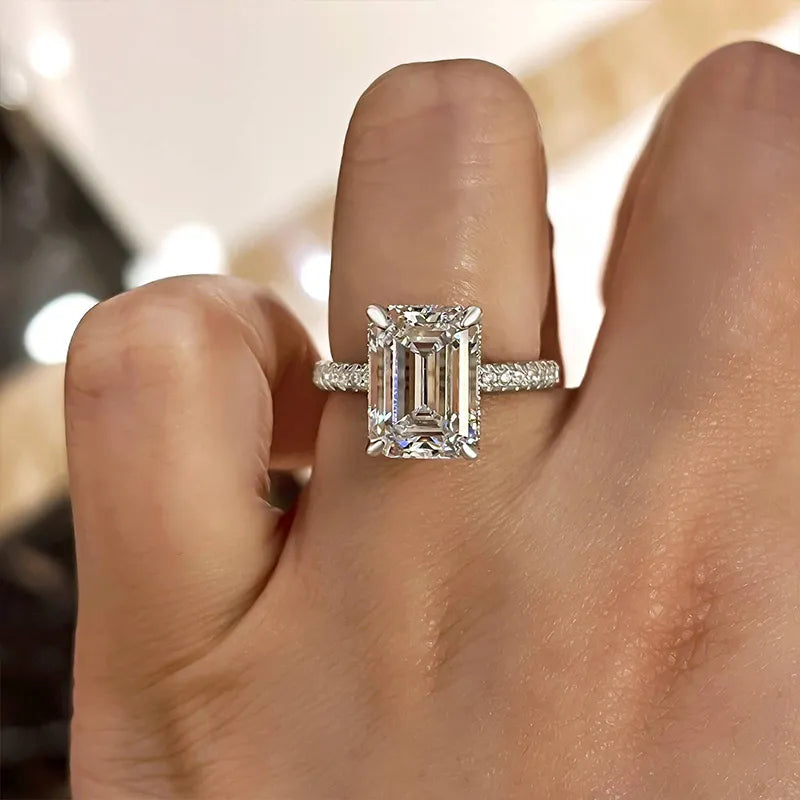 4.0Ct Emerald Sona Diamond Dual-Tone Gold & White Gold Ring