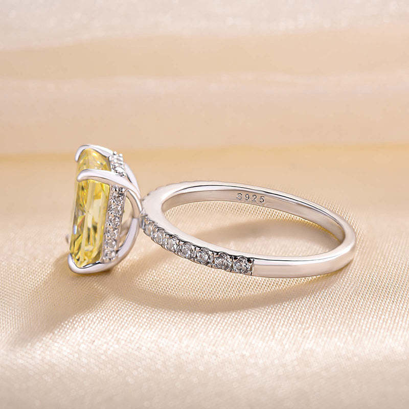 3.3ct White Gold Radiant Cut Yellow Simulated Diamond Ring