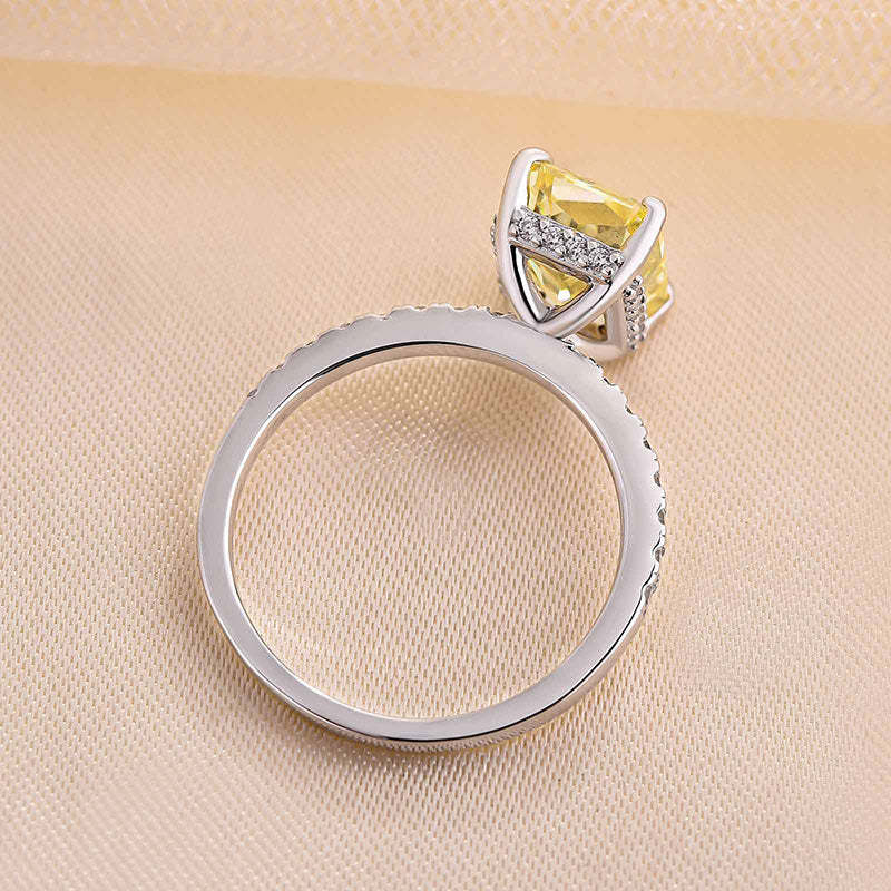 3.3ct White Gold Radiant Cut Yellow Simulated Diamond Ring