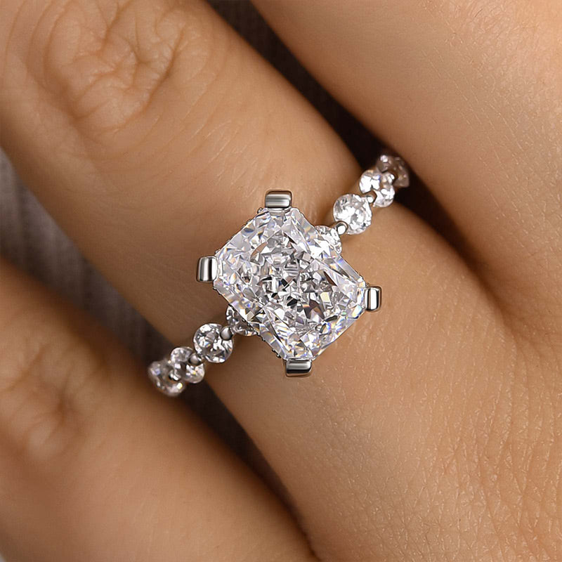 4.0ct White Gold Vintage Crushed Ice Radiant Cut Engagement Ring