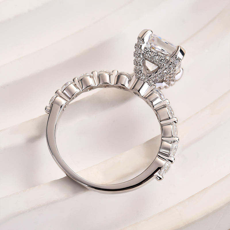 4.0ct White Gold Vintage Crushed Ice Radiant Cut Engagement Ring