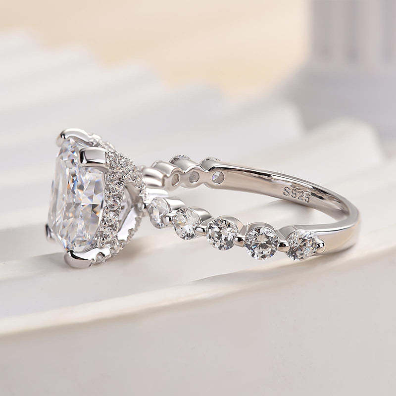 4.0ct White Gold Vintage Crushed Ice Radiant Cut Engagement Ring