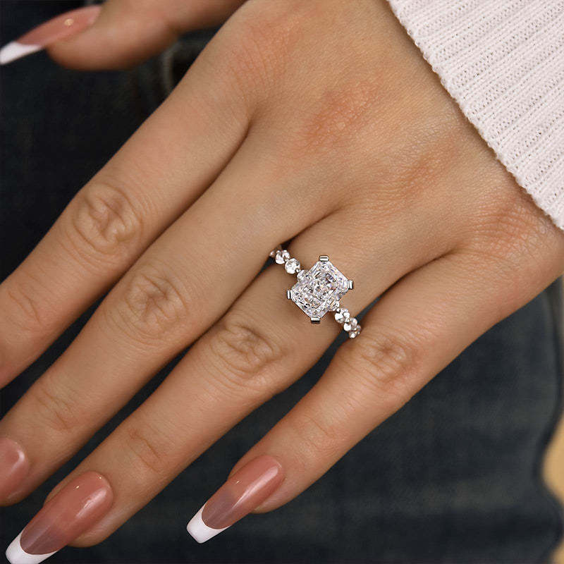4.0ct White Gold Vintage Crushed Ice Radiant Cut Engagement Ring
