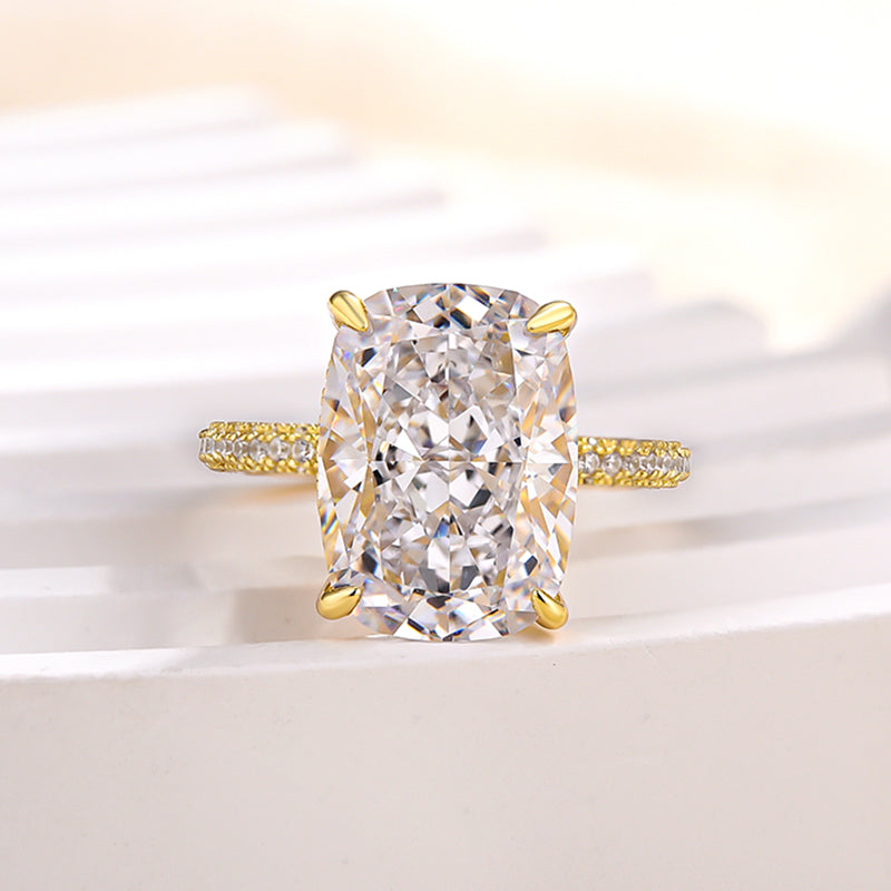 9 Carat Cushion Cut Simulated Diamond Ring in White Gold or Gold