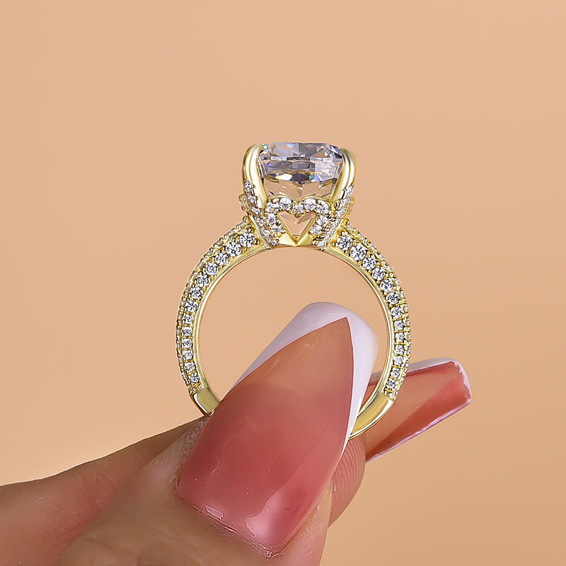 9 Carat Cushion Cut Simulated Diamond Ring in White Gold or Gold
