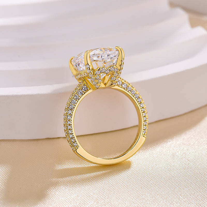9 Carat Cushion Cut Simulated Diamond Ring in White Gold or Gold