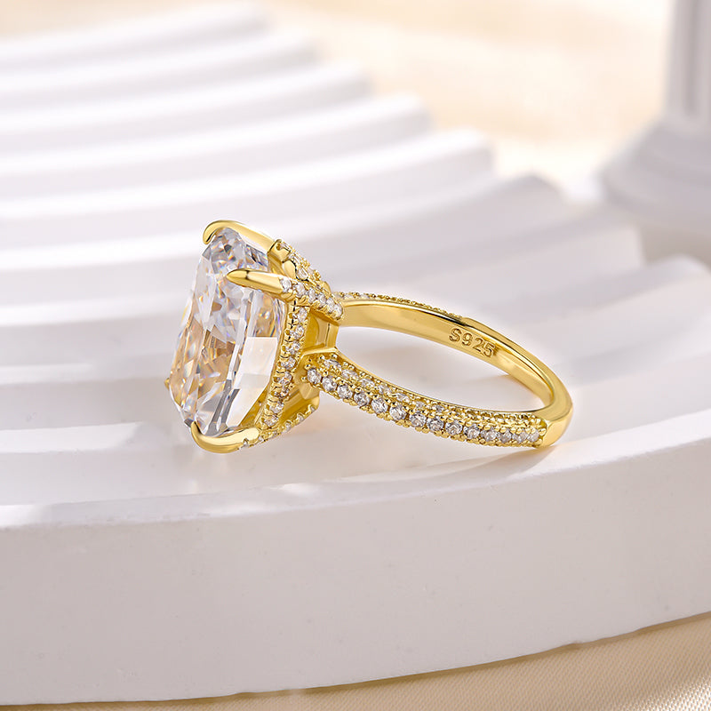 9 Carat Cushion Cut Simulated Diamond Ring in White Gold or Gold