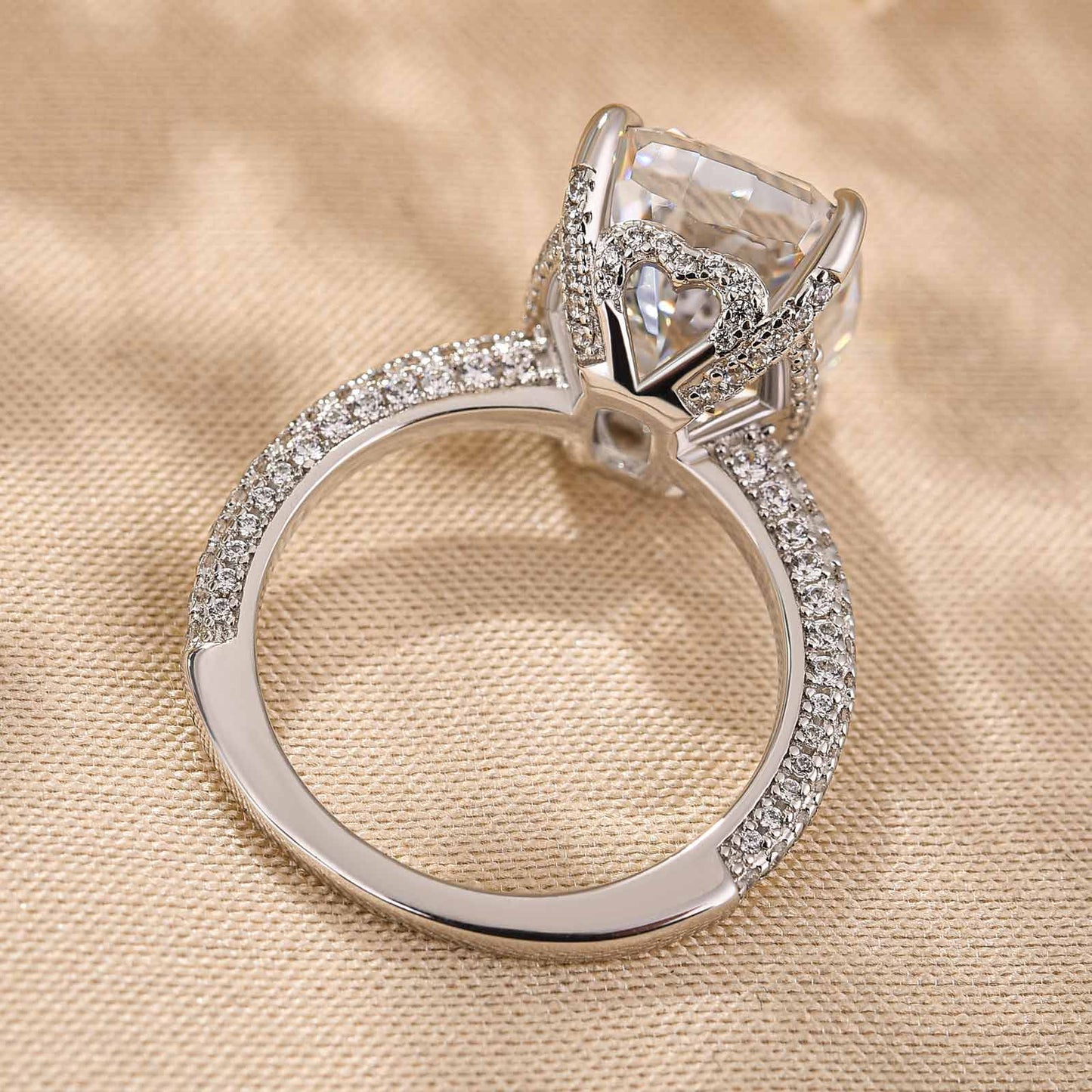 9 Carat Cushion Cut Simulated Diamond Ring in White Gold or Gold