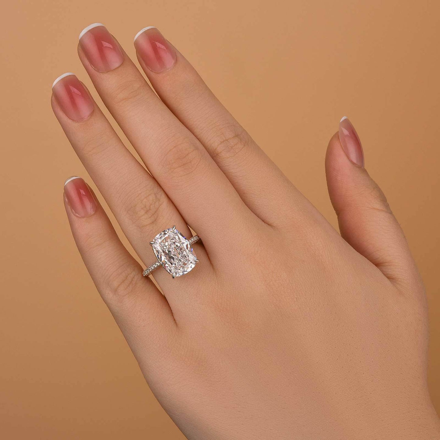 9 Carat Cushion Cut Simulated Diamond Ring in White Gold or Gold