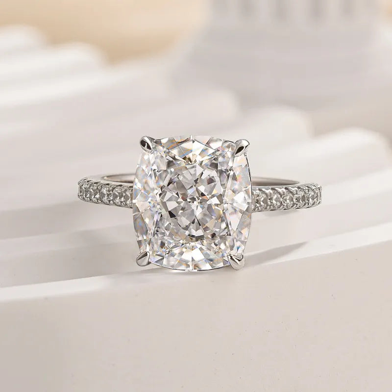 Elegant 4.5 Carat White Cushion-Cut Simulated Diamond Ring