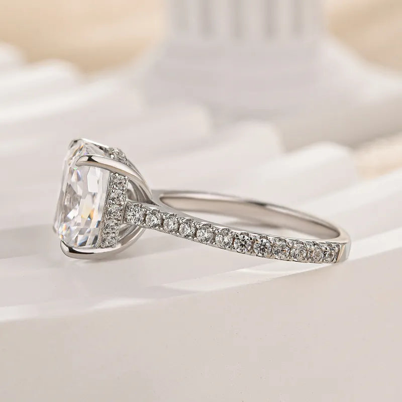 Elegant 4.5 Carat White Cushion-Cut Simulated Diamond Ring