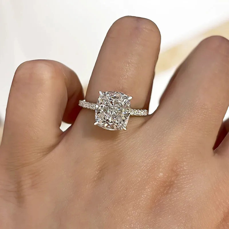 Elegant 4.5 Carat White Cushion-Cut Simulated Diamond Ring