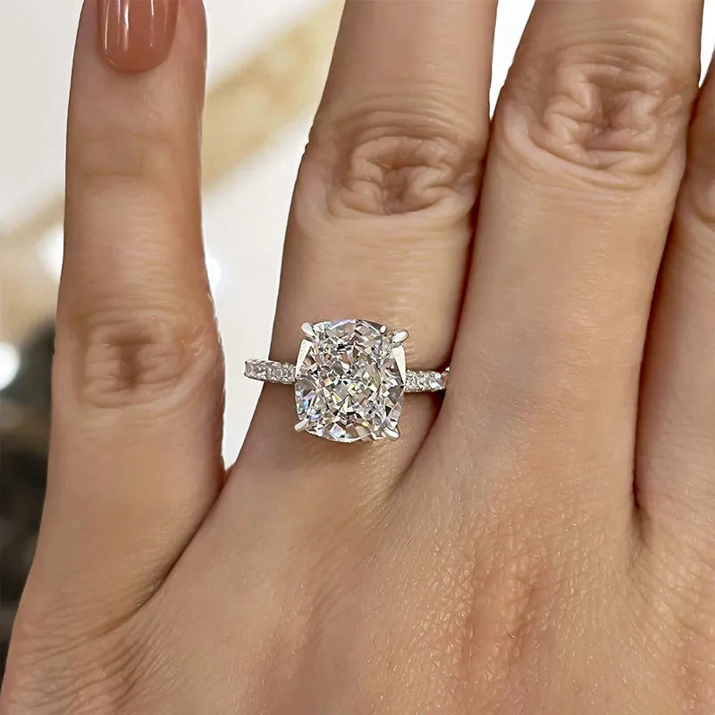Elegant 4.5 Carat White Cushion-Cut Simulated Diamond Ring