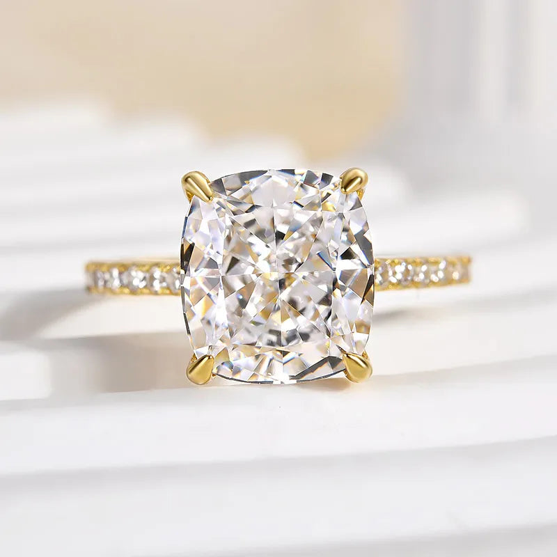 Elegant 4.5 Carat White Cushion-Cut Simulated Diamond Ring