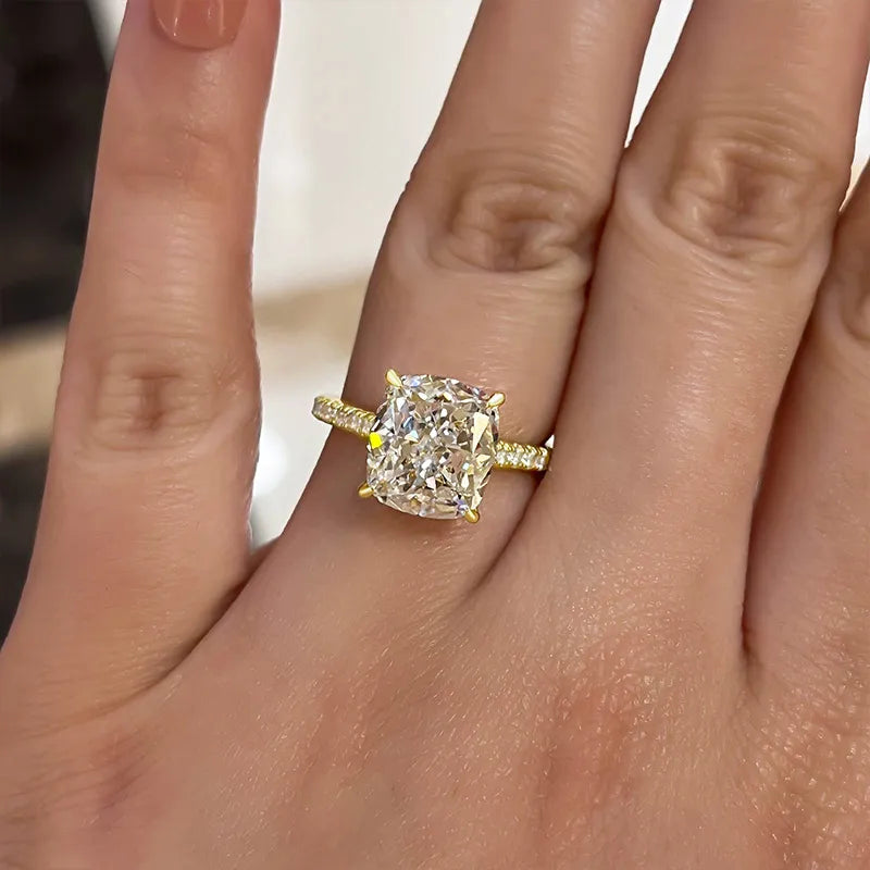 Elegant 4.5 Carat White Cushion-Cut Simulated Diamond Ring