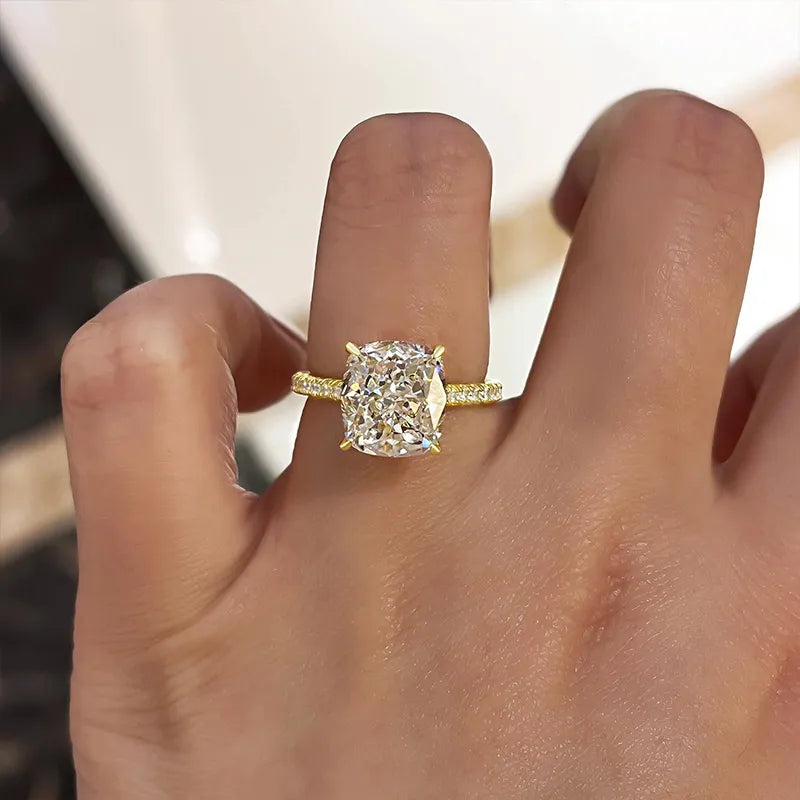 Elegant 4.5 Carat White Cushion-Cut Simulated Diamond Ring