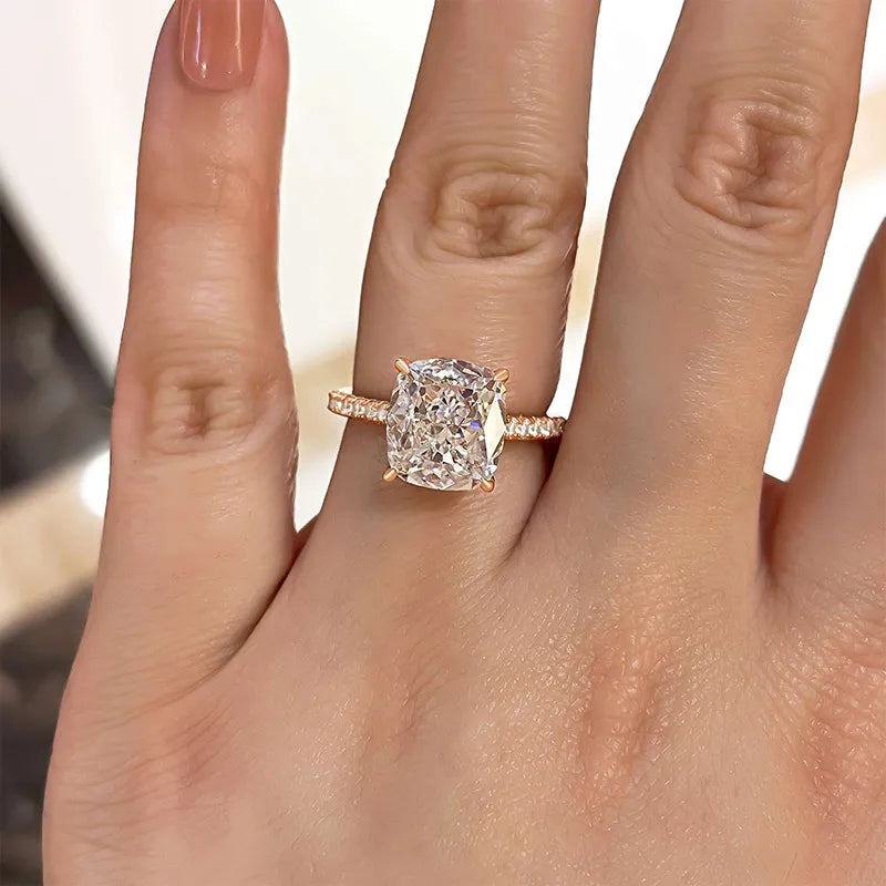 Elegant 4.5 Carat White Cushion-Cut Simulated Diamond Ring