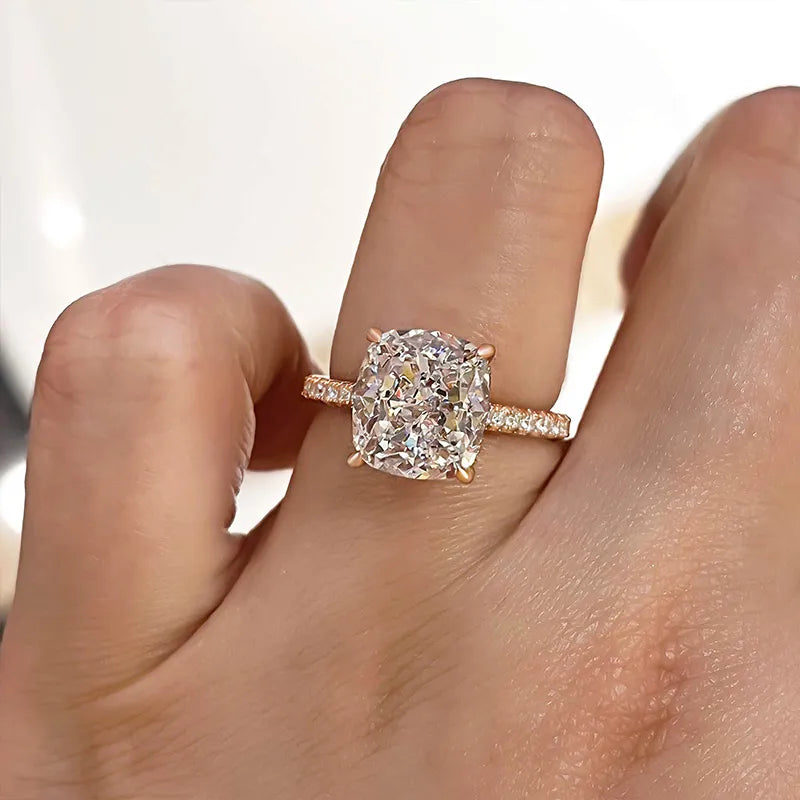 Elegant 4.5 Carat White Cushion-Cut Simulated Diamond Ring