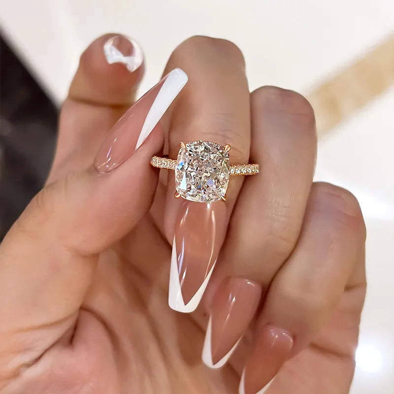 Elegant 4.5 Carat White Cushion-Cut Simulated Diamond Ring