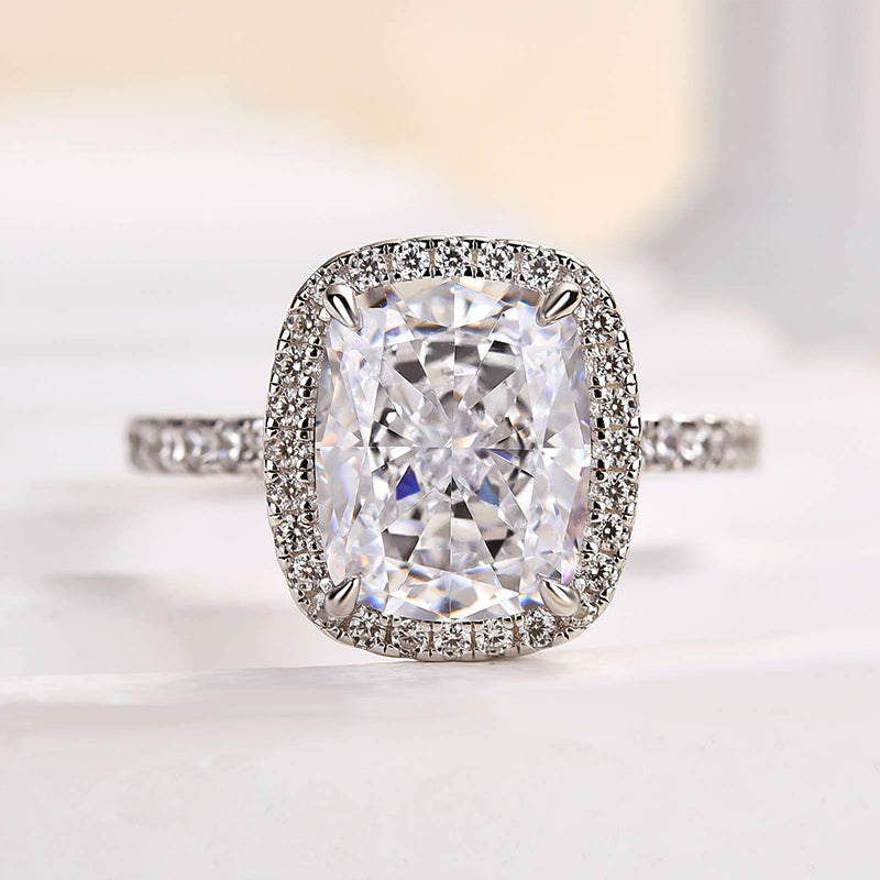 4.0 Carat Cushion Cut Simulated Diamond Ring in White Gold Plated Silver