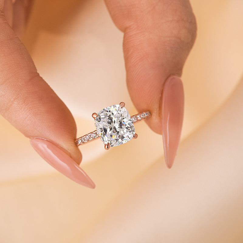 6.5ct White Gold Cushion Simulated Diamond Ring, Elegant & Timeless