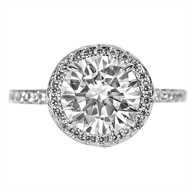 2.0Ct Round Sona Diamond White Gold Ring with Side Half-Halo