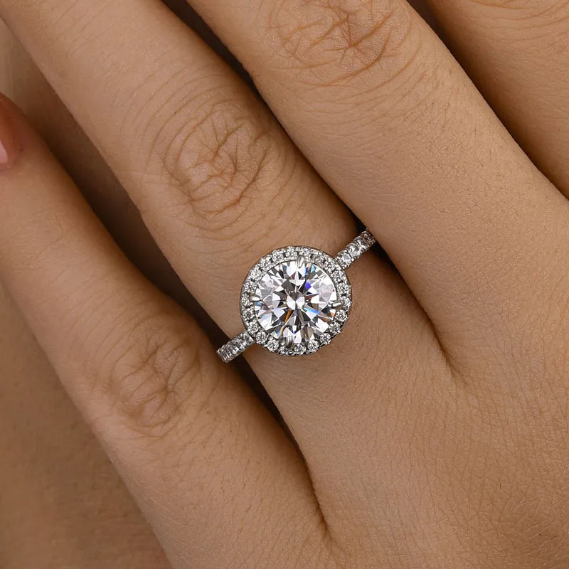 2.0Ct Round Sona Diamond White Gold Ring with Side Half-Halo