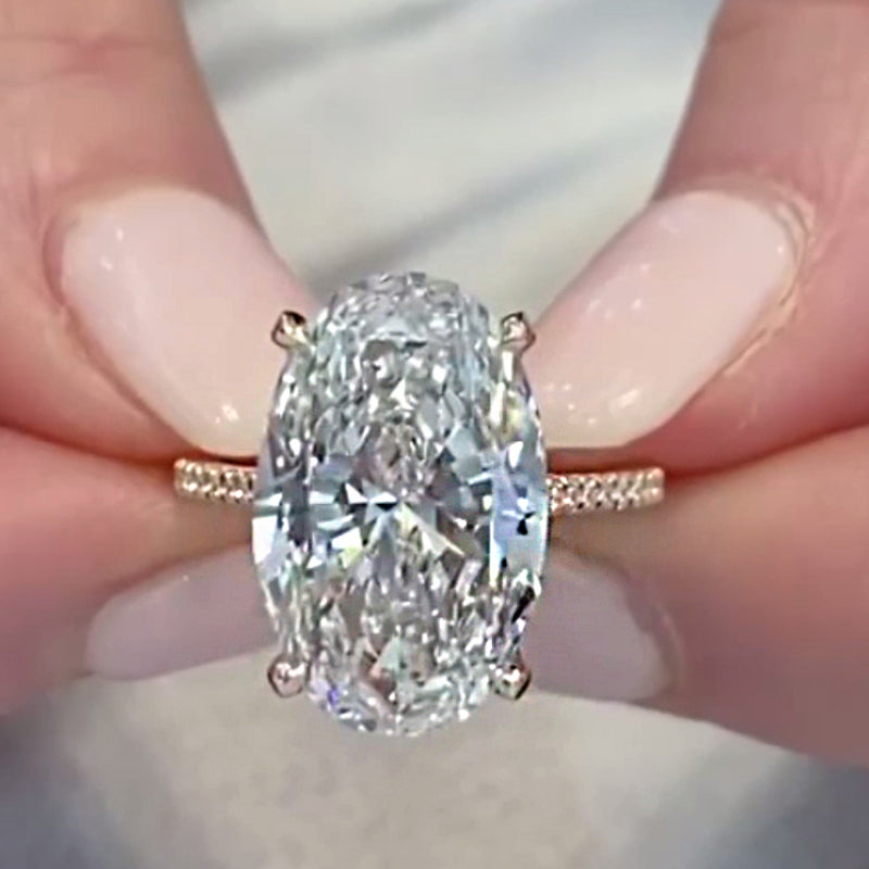 8.0ct Gold Oval Cut Simulated Diamond Engagement Ring