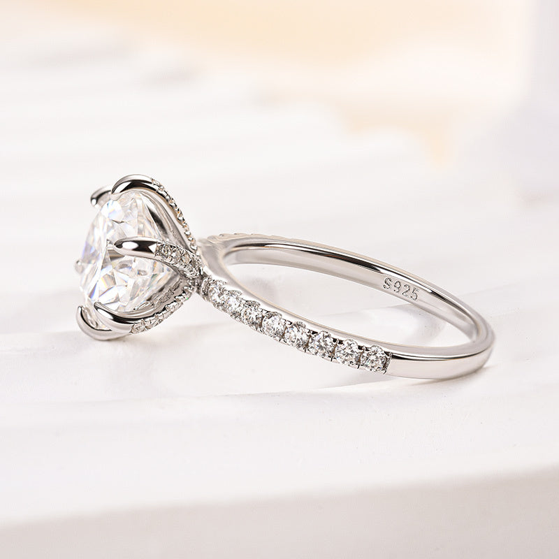 0.9ct White Gold & Gold Round Simulated Diamond Ring, 6 Prongs