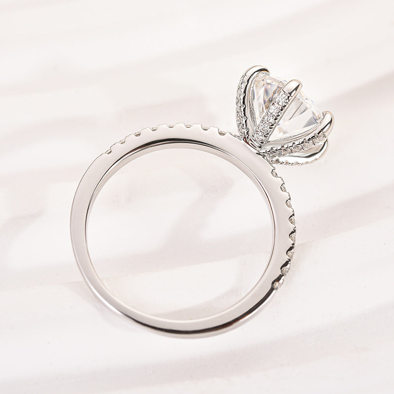 0.9ct White Gold & Gold Round Simulated Diamond Ring, 6 Prongs