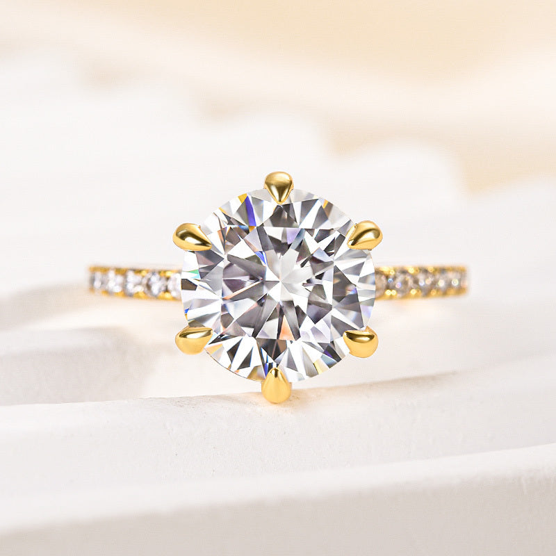 0.9ct White Gold & Gold Round Simulated Diamond Ring, 6 Prongs