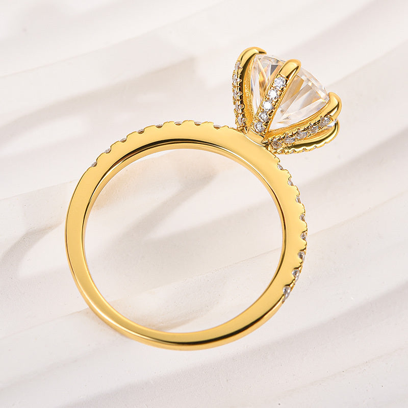 0.9ct White Gold & Gold Round Simulated Diamond Ring, 6 Prongs