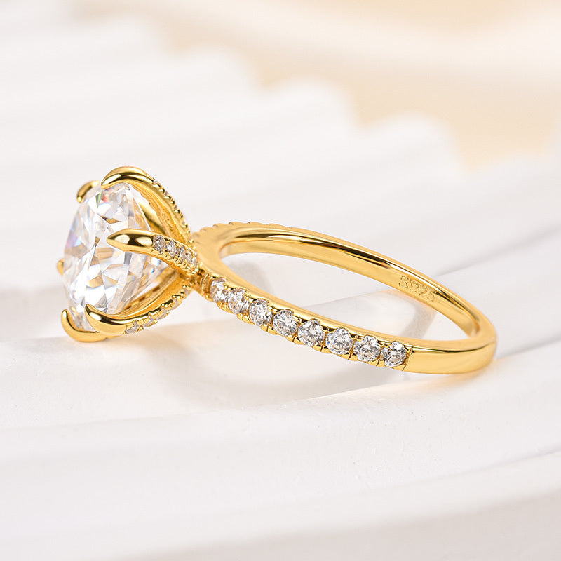 0.9ct White Gold & Gold Round Simulated Diamond Ring, 6 Prongs