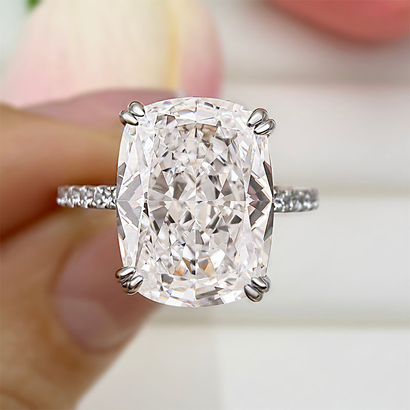 6.5ct White Gold & Gold Cushion Simulated Diamond Ring, Double Prongs