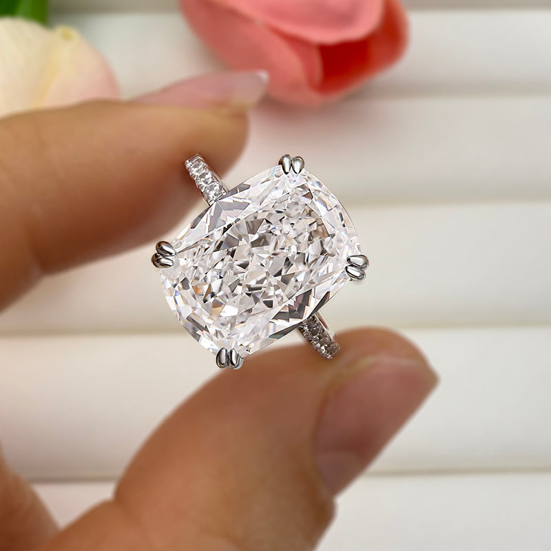 6.5ct White Gold & Gold Cushion Simulated Diamond Ring, Double Prongs