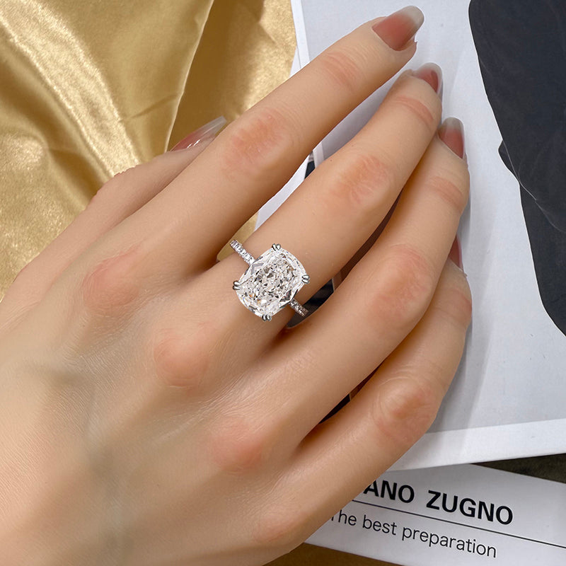 6.5ct White Gold & Gold Cushion Simulated Diamond Ring, Double Prongs