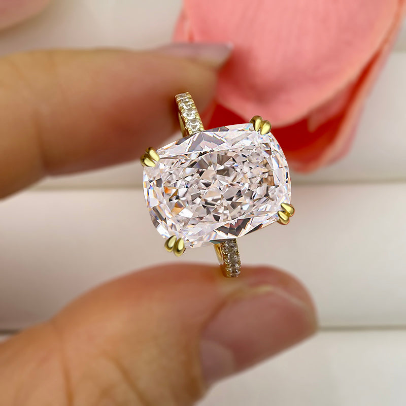 6.5ct White Gold & Gold Cushion Simulated Diamond Ring, Double Prongs